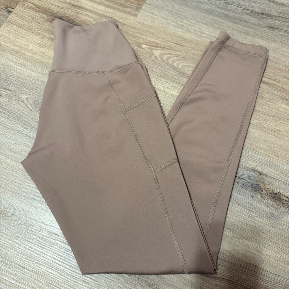 Yogalicious Polarlux Tribeca Fleece Lined High Waist Leggings Taupe S EUC